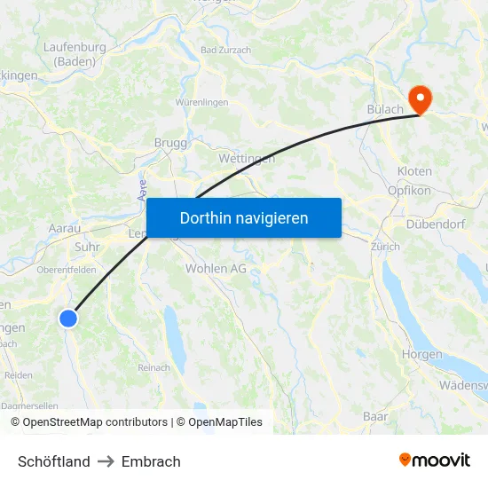 Schöftland to Embrach map