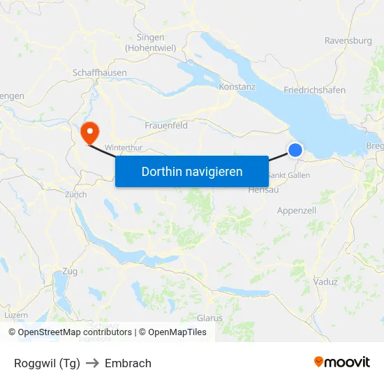 Roggwil (Tg) to Embrach map