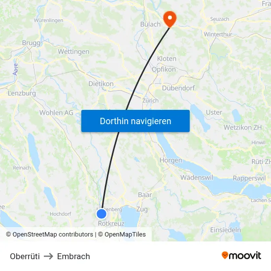Oberrüti to Embrach map