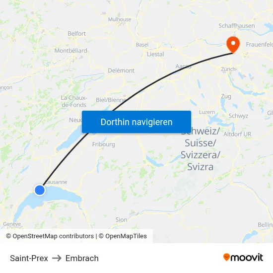 Saint-Prex to Embrach map