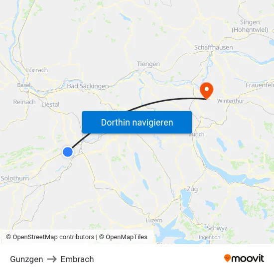 Gunzgen to Embrach map