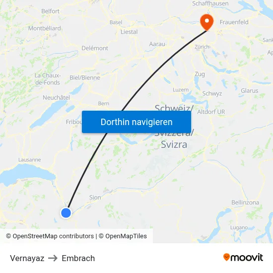 Vernayaz to Embrach map
