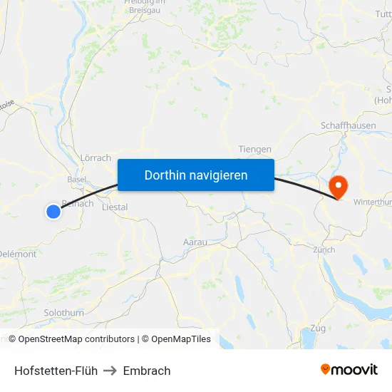 Hofstetten-Flüh to Embrach map
