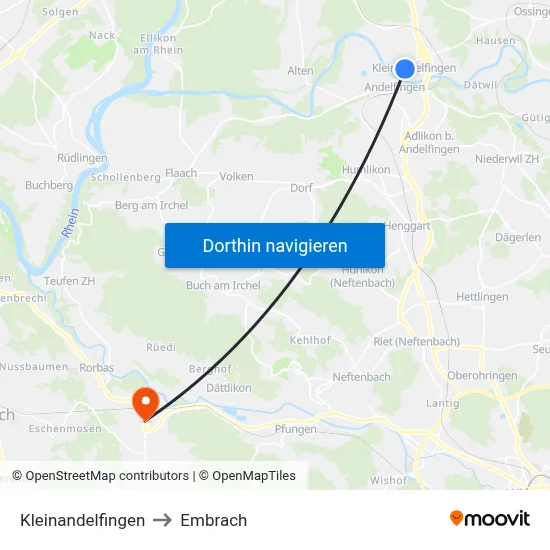 Kleinandelfingen to Embrach map