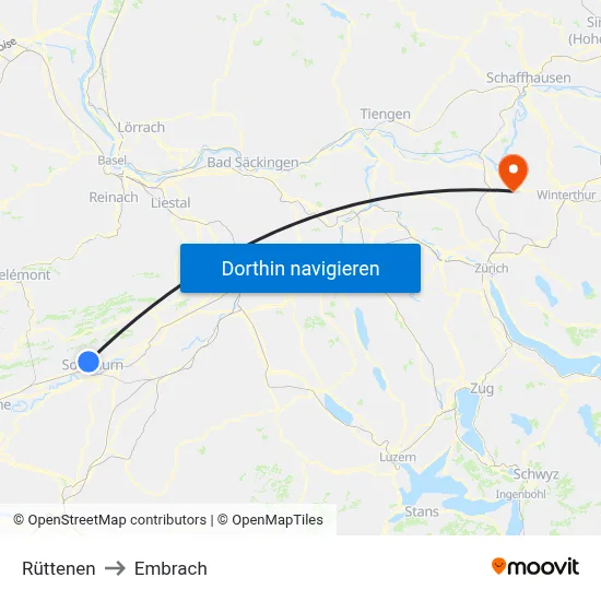 Rüttenen to Embrach map