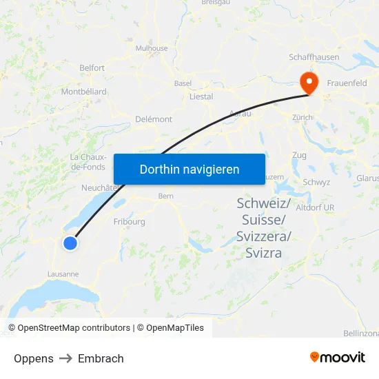 Oppens to Embrach map