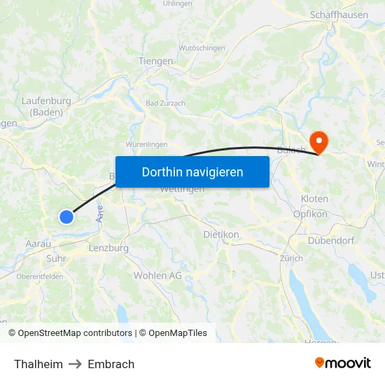Thalheim to Embrach map