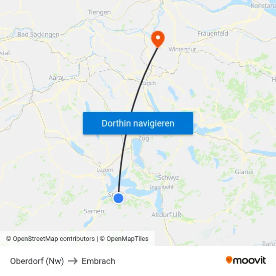 Oberdorf (Nw) to Embrach map