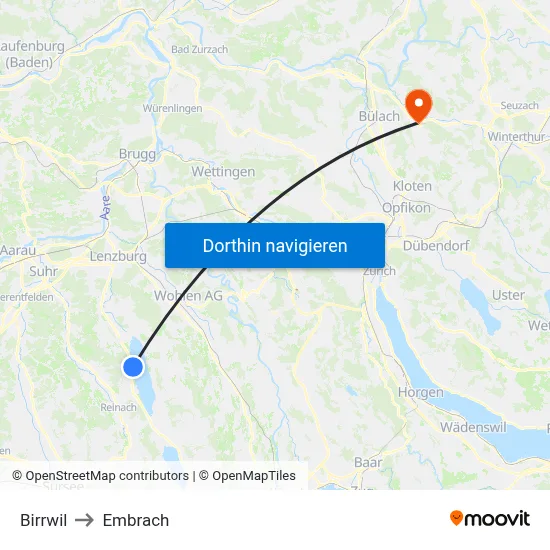 Birrwil to Embrach map