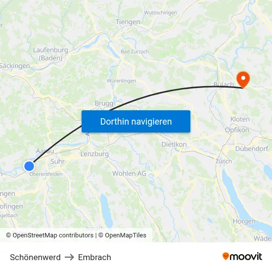 Schönenwerd to Embrach map