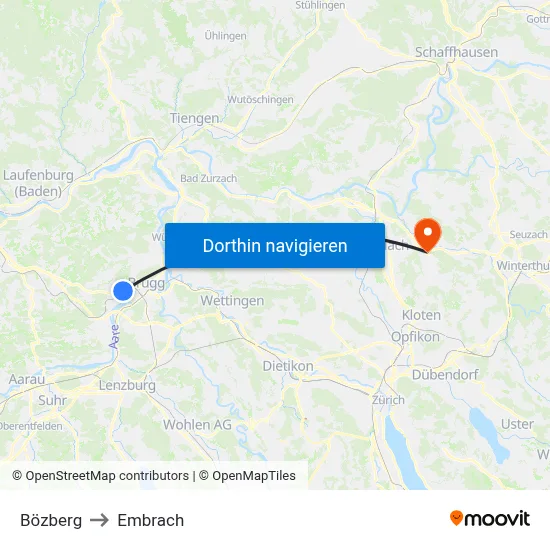 Bözberg to Embrach map