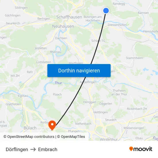Dörflingen to Embrach map