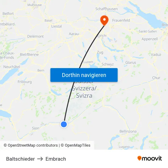 Baltschieder to Embrach map