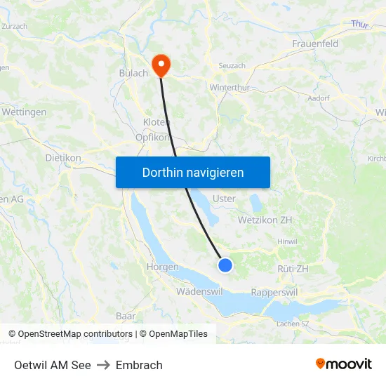 Oetwil AM See to Embrach map