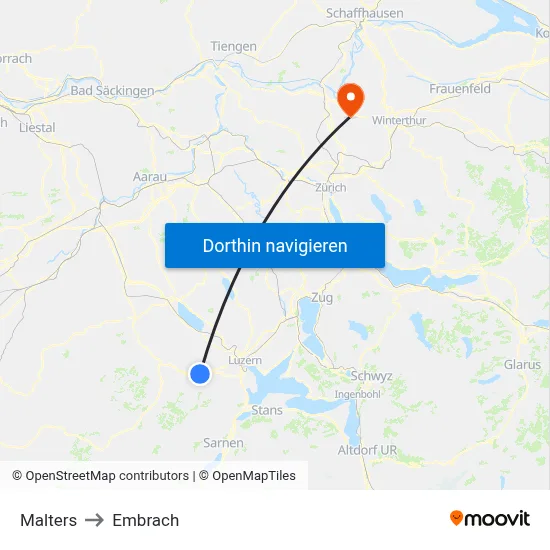 Malters to Embrach map