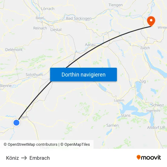 Köniz to Embrach map