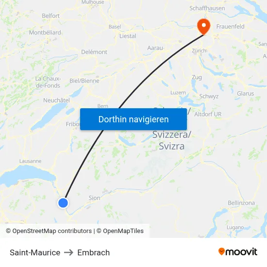 Saint-Maurice to Embrach map