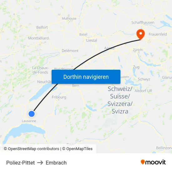 Poliez-Pittet to Embrach map