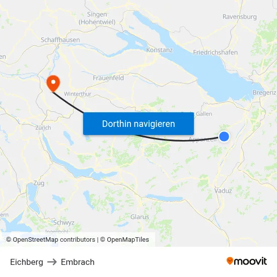Eichberg to Embrach map