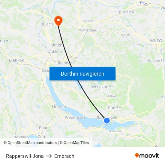 Rapperswil-Jona to Embrach map