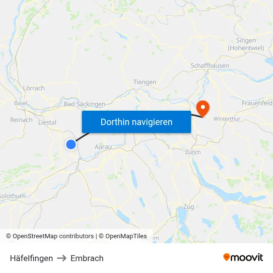 Häfelfingen to Embrach map