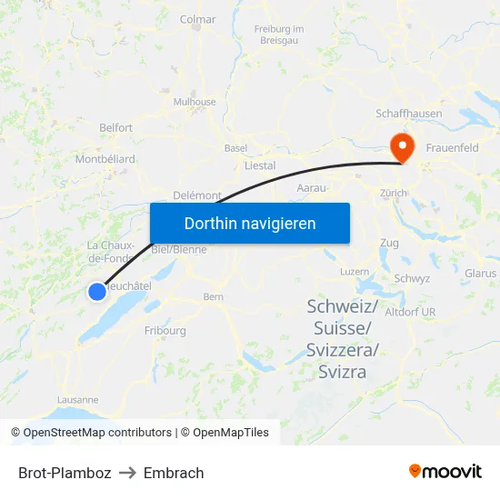 Brot-Plamboz to Embrach map