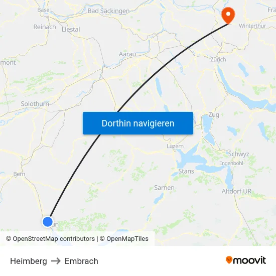 Heimberg to Embrach map