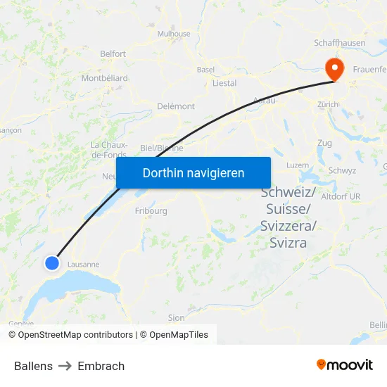 Ballens to Embrach map