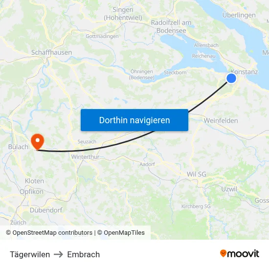 Tägerwilen to Embrach map