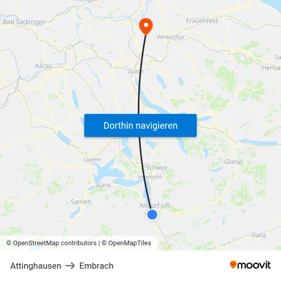 Attinghausen to Embrach map