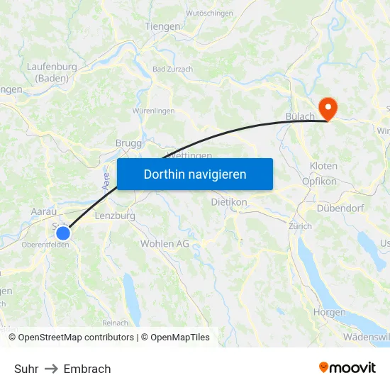 Suhr to Embrach map
