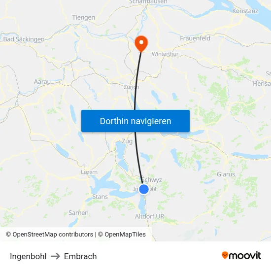 Ingenbohl to Embrach map