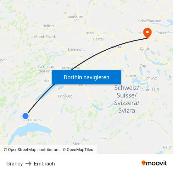 Grancy to Embrach map