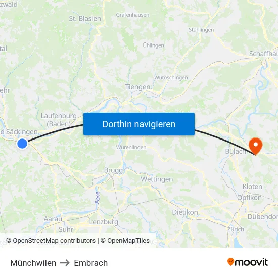 Münchwilen to Embrach map