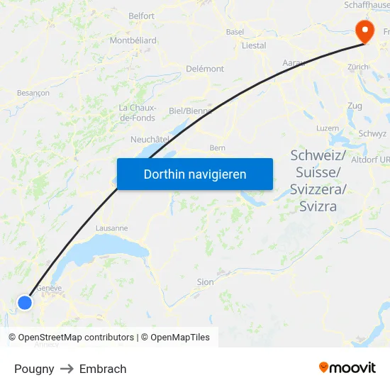 Pougny to Embrach map