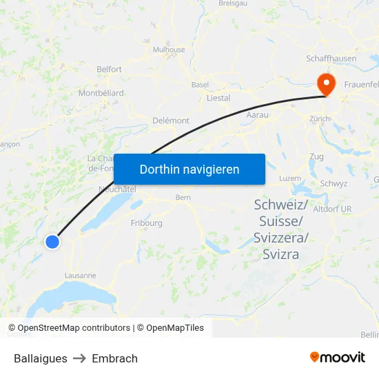 Ballaigues to Embrach map