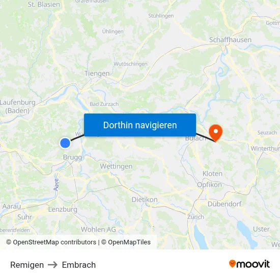 Remigen to Embrach map