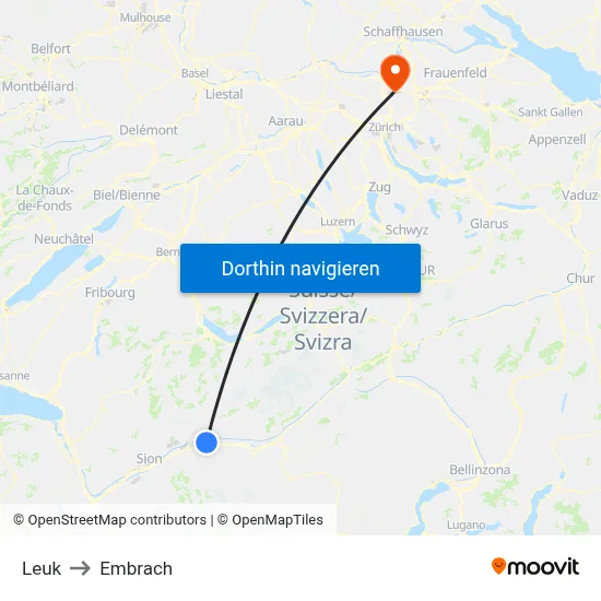 Leuk to Embrach map