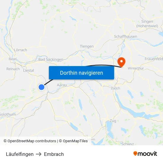 Läufelfingen to Embrach map