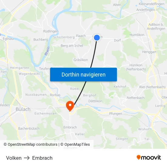 Volken to Embrach map