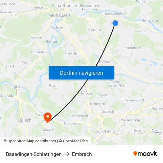 Basadingen-Schlattingen to Embrach map