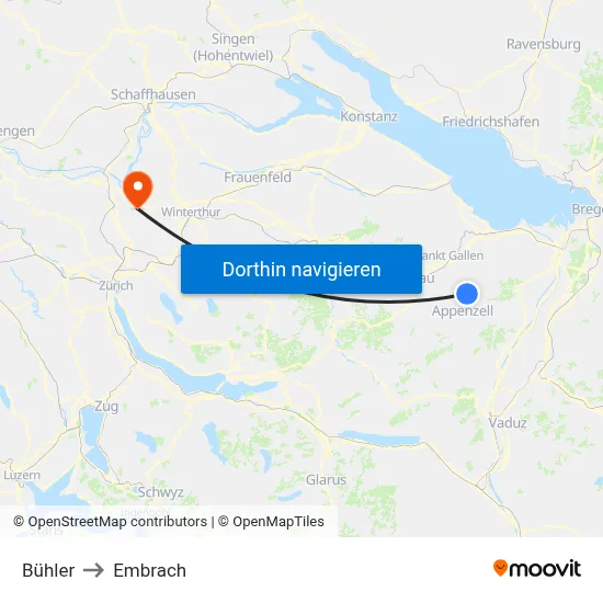 Bühler to Embrach map