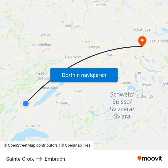 Sainte-Croix to Embrach map