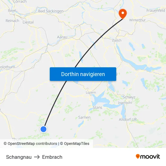 Schangnau to Embrach map