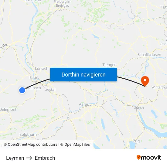 Leymen to Embrach map