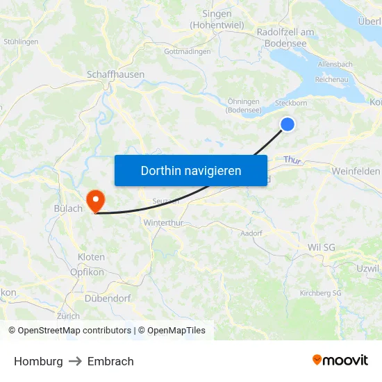 Homburg to Embrach map
