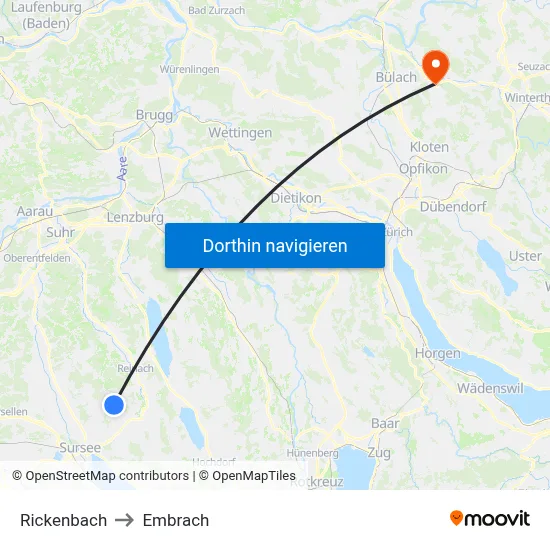 Rickenbach to Embrach map