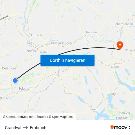 Grandval to Embrach map