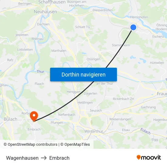 Wagenhausen to Embrach map