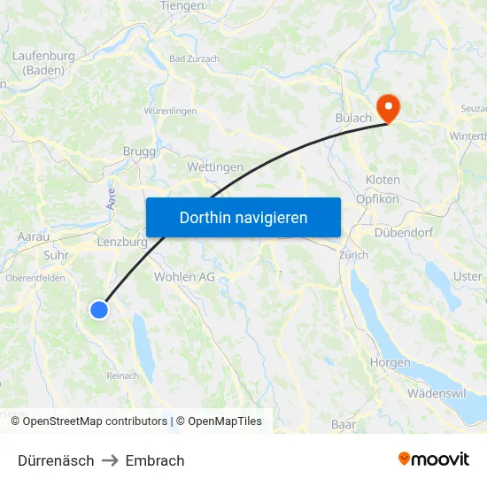 Dürrenäsch to Embrach map